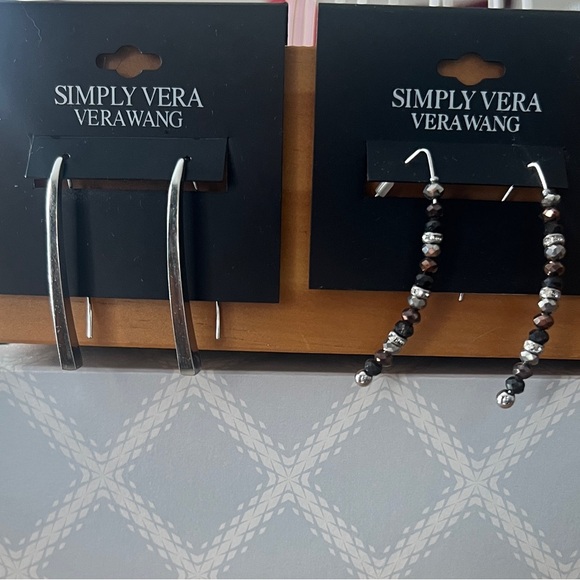 Simply Vera Vera Wang Silver and Black Dangle Earrings - Picture 3 of 6